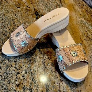 Jack Rogers Cork and Gold Clog Sandals